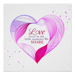 Poster Art de citation d'amour au cœur élégant