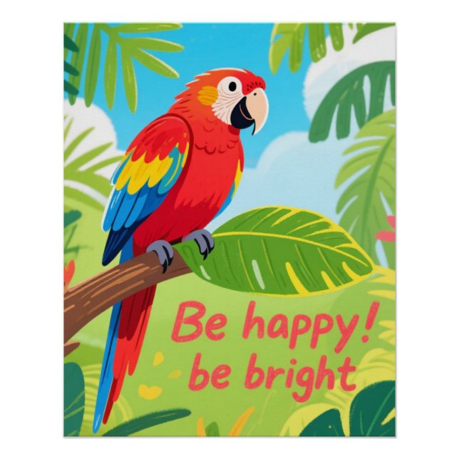 Poster Art de citation joyeuse de perroquet tropical (Devant)
