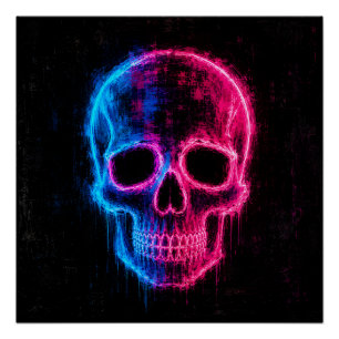 Poster Art de crâne au néon