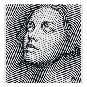 Poster Art de femme en ligne fine Laine vierge noir et bl