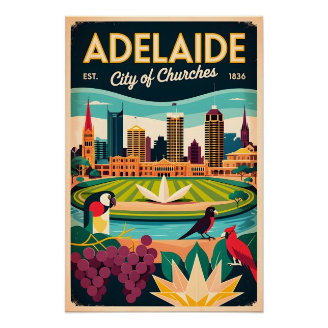 Poster Art de l'affiche de voyage rétro d'Adélaïde Austra (Devant)