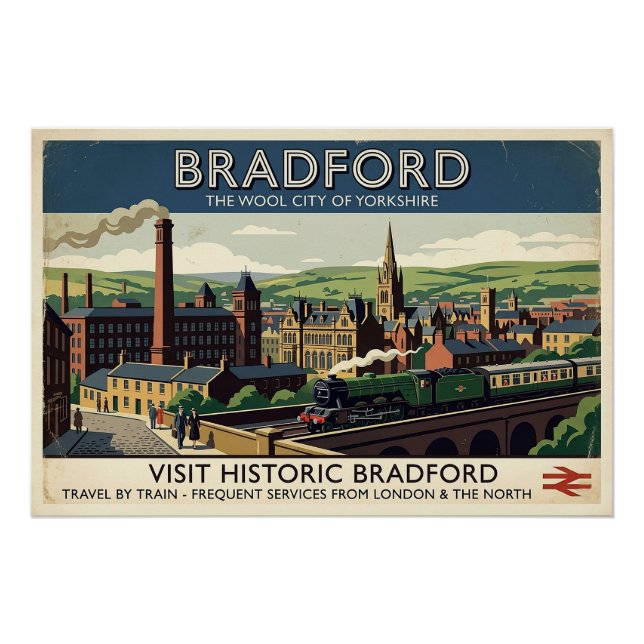 Poster Art de l'affiche de voyage rétro de Bradford Yorks (Devant)