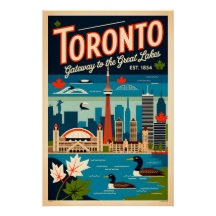 Art de l'affiche de voyage rétro de Toronto Canada
