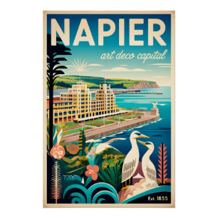 Poster Art de l'affiche de voyage rétro Napier Nouvelle-Z