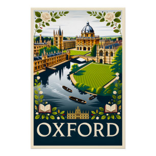 Poster Art de l'affiche de voyage rétro Oxford Angleterre