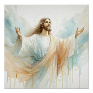 Poster Art de l'aquarelle Jésus Christ