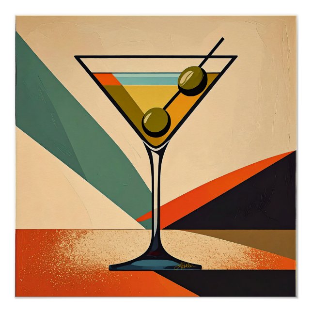 Poster Art de Martini en bloc de couleur moderne du milie (Devant)