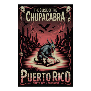 Poster Art de monstre du désert Chupacabra Cryptide Horre