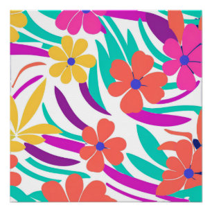 Poster Art de printemps nostalgique vibrant fleur sauvage