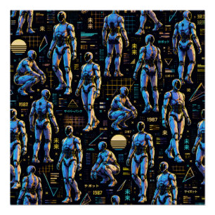 Poster Art de robot humanoïde futuriste Android de scie