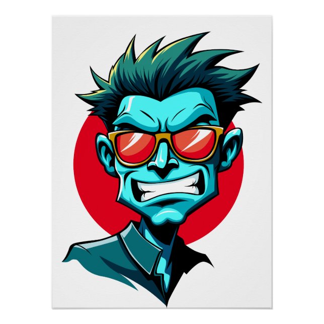 Poster Art de rue cool - homme vert (Devant)