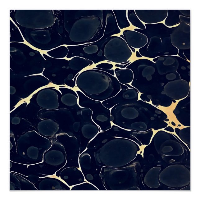 Poster Art De Style Encre D'Alcool Abstrait En Bleu Noir  (Devant)