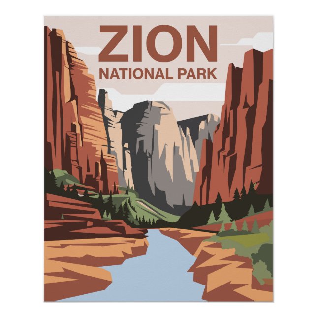 Poster Art de voyage du parc national de Zion (Devant)