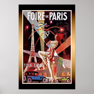 Poster Art Déco 1925 De La Foire De Paris Tour Eif