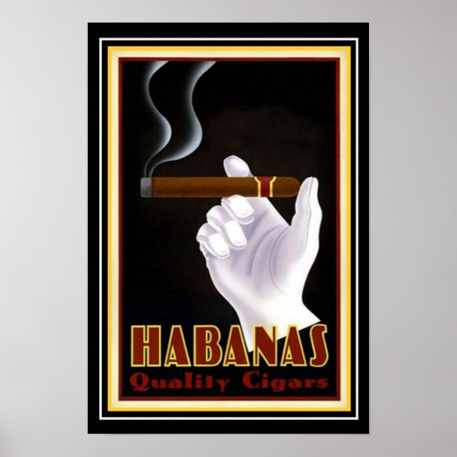Poster Art Deco Cuban "Habanas" Cigar Ad 13 x 19 (Devant)