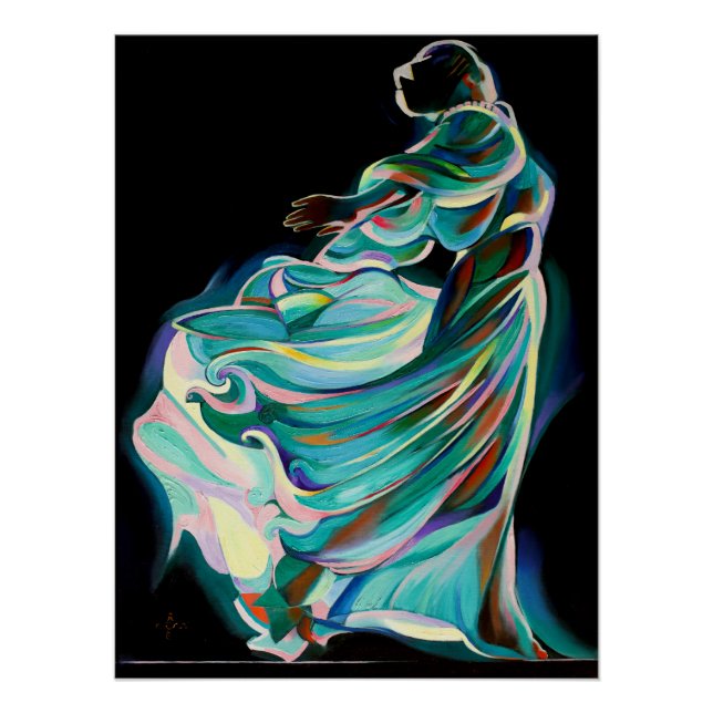 Poster Art Deco Danseur Abstrait - Impression d'Art (Devant)