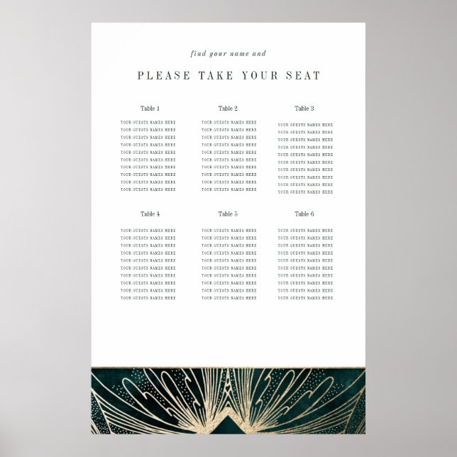 poster Art déco Emerald vert et or (Devant)