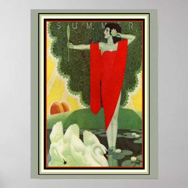 Poster Art Déco "Eté" vintage 12 x 16 (Devant)
