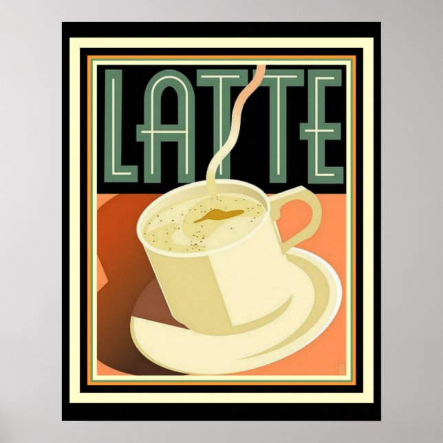 Poster Art Déco Latte 16 x 20 (Devant)