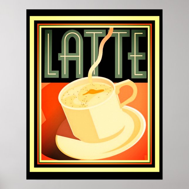 Poster Art Déco Latte 16 x 20 (Devant)