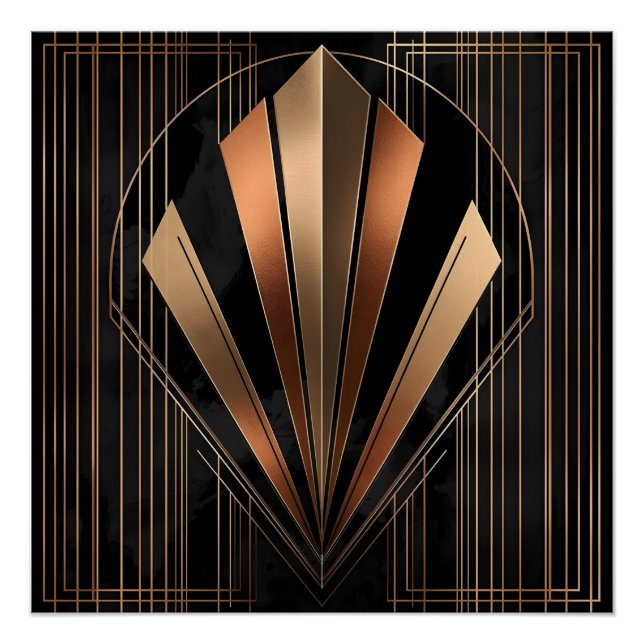 Poster Art Deco Metallic Geometric Elegance (Devant)