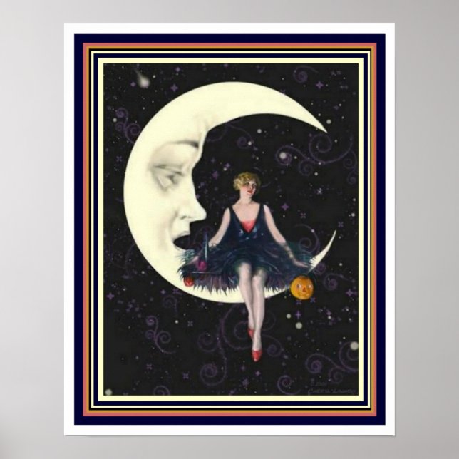 Poster Art Déco "Party on the Moon" 16 x 20 (Devant)