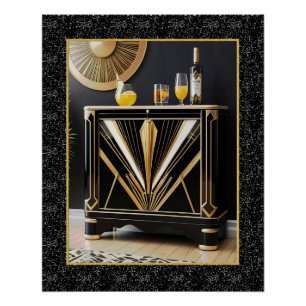 Poster Art Déco Style Cocktail Cabinet.