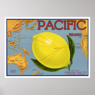Poster Art d'étiquette de caisse de fruits vintage Citron