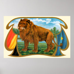 Poster Art d'étiquette de cigare vintage, Lion, Roi de la