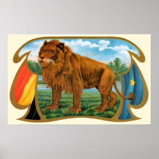Poster Art d'étiquette de cigare vintage, Lion, Roi de la