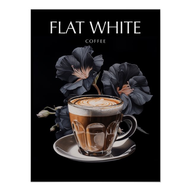 Poster Art du café plat blanc (Devant)
