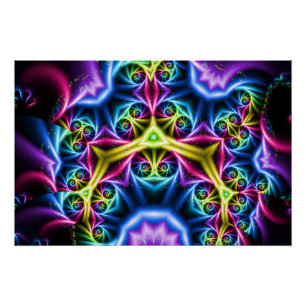 Poster Art du kaléidoscope fractal néon psychédélique Man