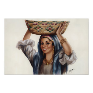 Poster Art du panier de femme égyptienne