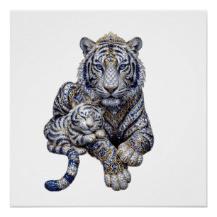 Poster Art du Tigre Blanc Royal Majestueux Bijou