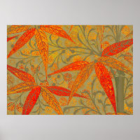 Art en bambou terrestre Vintage Imprimer orange