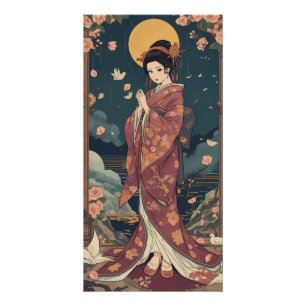 Poster Art esthétique de fille en kimono d'anime japonais