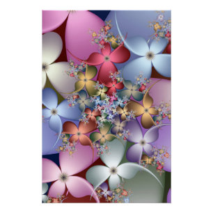 Poster Art esthétique florale fractale pastel Dreamcore
