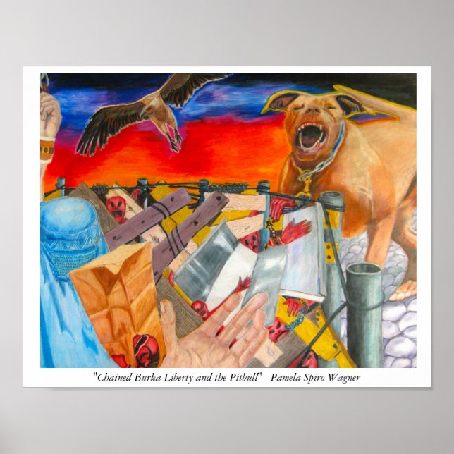 Poster Art étrange et mystérieux de figure chaînée+chien (Devant)
