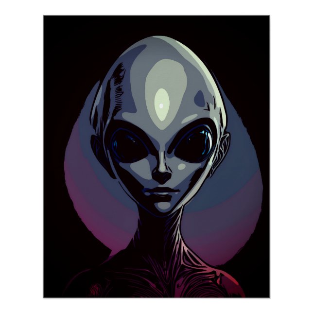 Poster Art extraterrestre Alien gris (Devant)