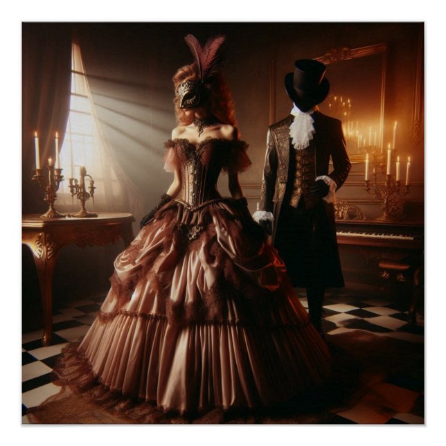 Poster Art fantastique steampunk victorien Mascarade  (Devant)