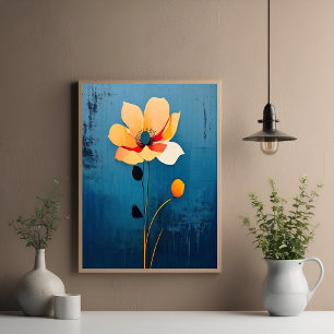 Poster Art floral audacieux avec fleur Abstraite