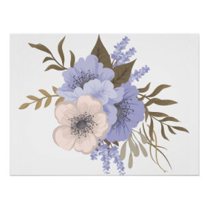 Poster Art floral de rose vintage Fleurs botaniques rét