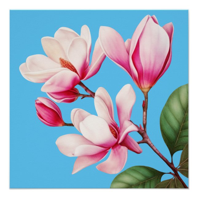 Poster Art floral fleuri rose simple élégant (Devant)