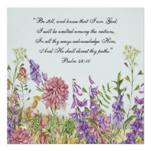Poster Art floral mural de verset biblique personnalisé