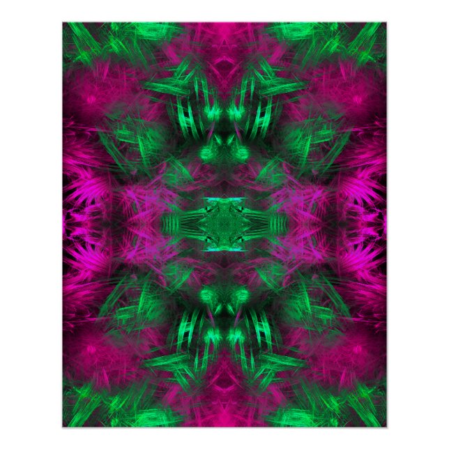Poster Art fractal à énergie néon psychédélique (Devant)
