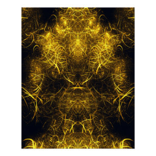 Poster Art fractal à énergie plasma doré
