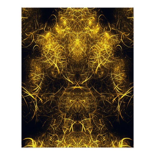 Poster Art fractal à énergie plasma doré (Devant)