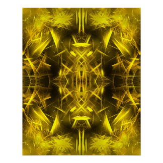 Poster Art fractal de plasma électrique doré