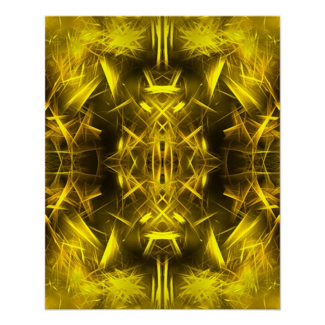 Poster Art fractal de plasma électrique doré (Devant)
