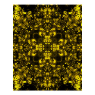 Poster Art fractal d'énergie sacrée dorée